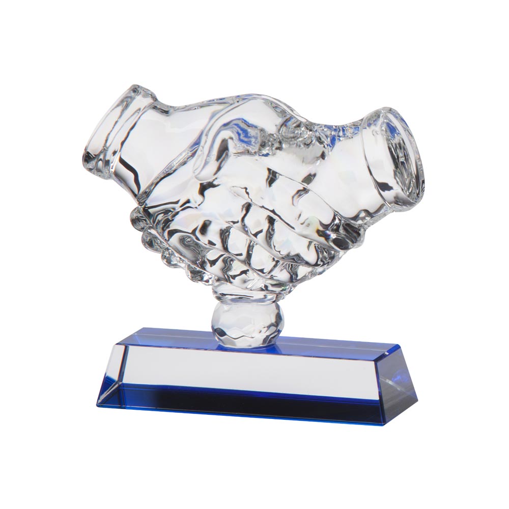 Fair Play Crystal Handshake Trophies Awards 120mm FREE Engraving