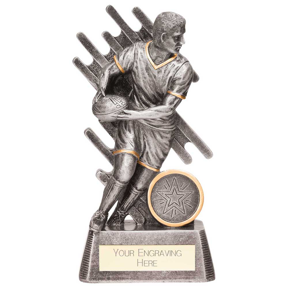 Focus male rugby trophy Free Engraving Free Postage