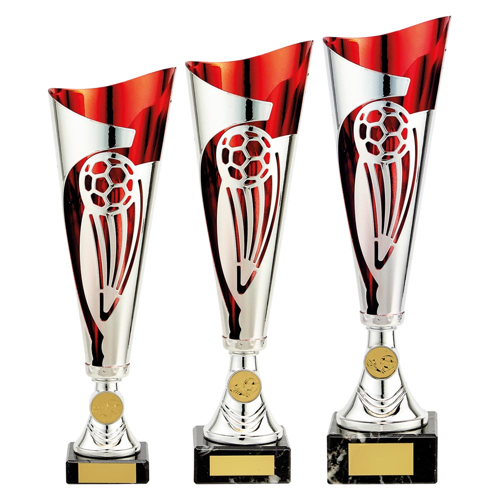 Champions Silver & Red Football Trophy - Free Engraving